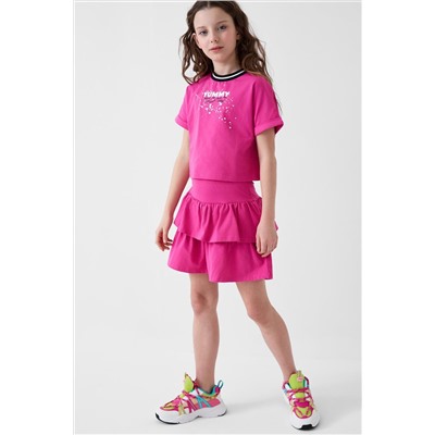 Комплект трикотажный для девочек: джемпер (футболка), юбка-шорты PLAYTODAY, 1240350