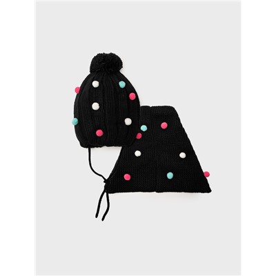 Комплект трикотажный для девочек: шапка, снуд