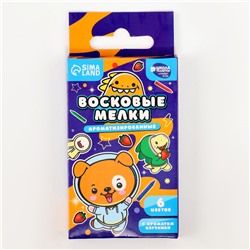 Восковые мелки - карандаши ароматизированные «Зверята», 6 цветов