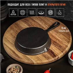 Сковорода Magma «Вилфред», 15.5×3 см, с 2 сливами, чугун, чёрная