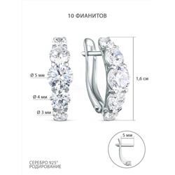 Серьги из серебра с фианитами родированные 925 пробы S2139921010р