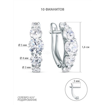 Серьги из серебра с фианитами родированные 925 пробы S2139921010р