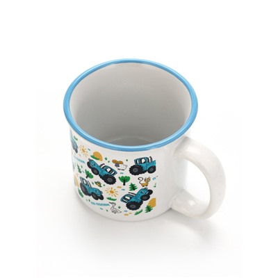 Кружка керамическая детская «По полям», Синий трактор, 250 мл
