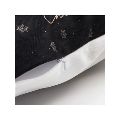 Наволочка декоративная новогодняя «Этель. Ёлочка», 40×40 см, велюр, чёрная