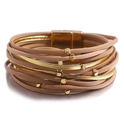 Браслет, кожа , сталь, ALBW110б