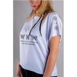 Нарядная футболка Бабочки из страз арт.8