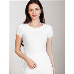 Футболка с круглым вырезом из фактурного трикотажа в рубчик