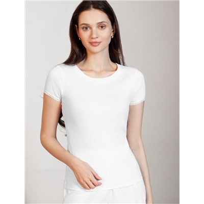 Футболка с круглым вырезом из фактурного трикотажа в рубчик