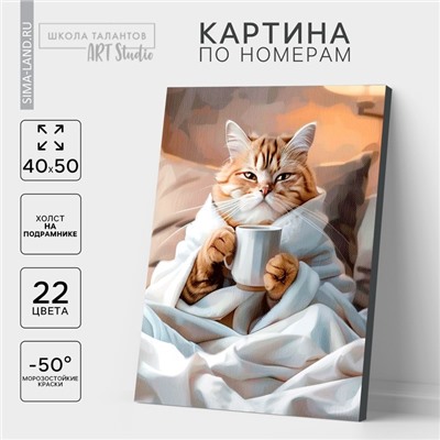 Картина по номерам на холсте с подрамником «Утренний котик», 40×50 см