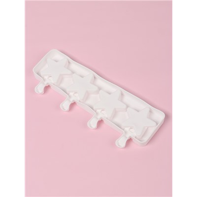 Форма для мороженого Доляна «Звезда», силикон, 28.5×10.5×2 см, 4 ячейки, белая