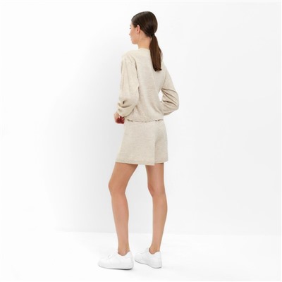 Костюм женский (джемпер, шорты) MINAKU: Casual Collection, бежевый, размер 50