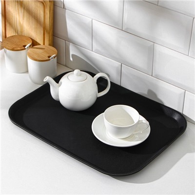 Поднос прорезиненный Hanna Knövell, 41×31 см, чёрный