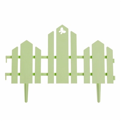 Ограждение декоративное, 25×170 см, 5 секций, пластик, салатовое, «Чудный сад»