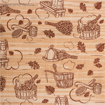 Простыня вафельная для бани «Банька» 145×180 см, 100% хлопок, бежевая