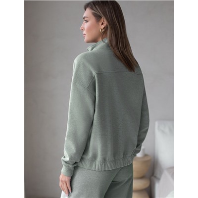 Бомбер среднего объема на молнии из петельчатого футера двухнитки с эластаном