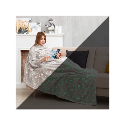 Плед с рукавами светящийся в темноте «Этель. Звезды», 150×200 см