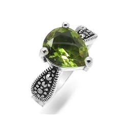 Кольцо из серебра марказит, султанит, SL-AGA2