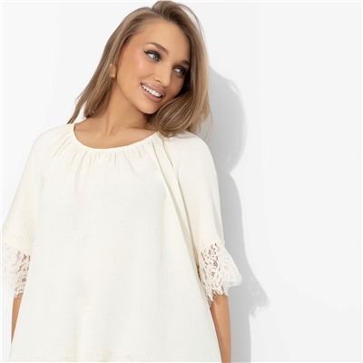 Блуза свободного кроя с кружевом, Путешествие в Прованс (нежная)