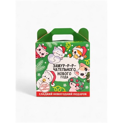 Сладкий детский новогодний подарок «Замурчательного года», конфеты + заготовка для открытки, 500 г