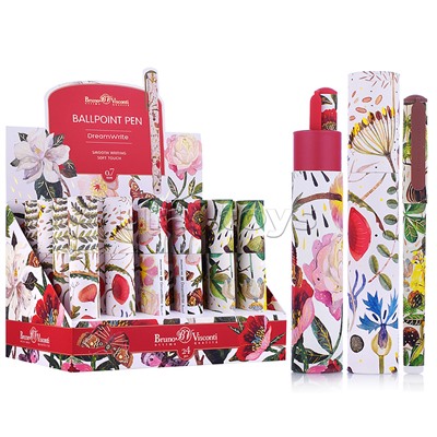 Ручка шариковая "DreamWrite. Flora.Bloom flowers" 0.7 мм, синяя, 3 вида