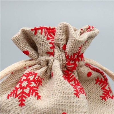 Мешочек подарочный холща «Новогодние ожидания», снежинки, холща, 10×12 см ± 1.5 см