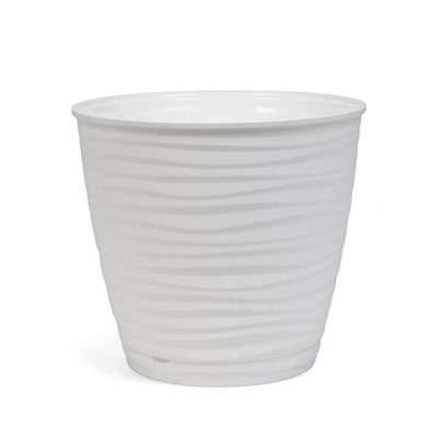 Горшок для цветов с поддоном Saffron, 9.1 л, d=26.7 см, h=24.5 см, пластиковый, белый