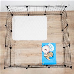 Вольер 12 секций, металлический, 105×105×35 см, (35×35 см звено), чёрный