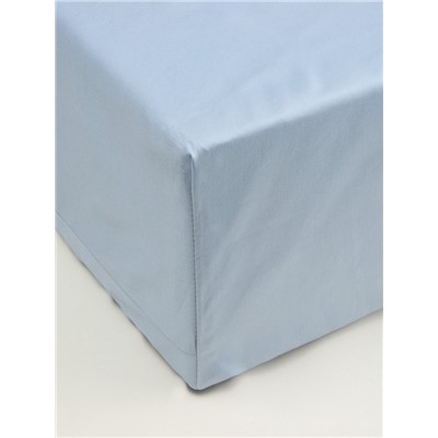 Простыня на резинке 2-спальная «Этель», 180×200+25 см, голубая, сатин