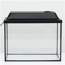 Аквариум Прямоугольный «Атолл» с крышкой, 24 литра, 40×21×29/34 см, чёрный