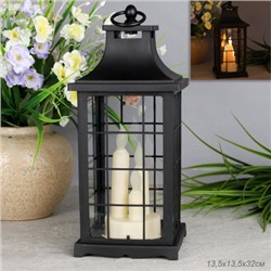 Светильник фонарь настольный Новогодний 33 см три свечи / YR1369B /уп 24/от батареек