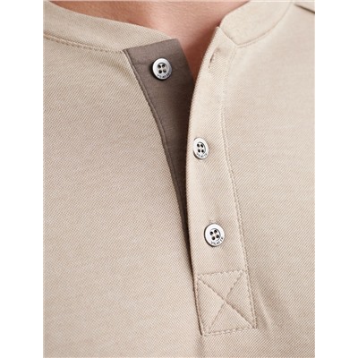 Джемпер хенли из полотна пике с меланжевым плетением с эластаном