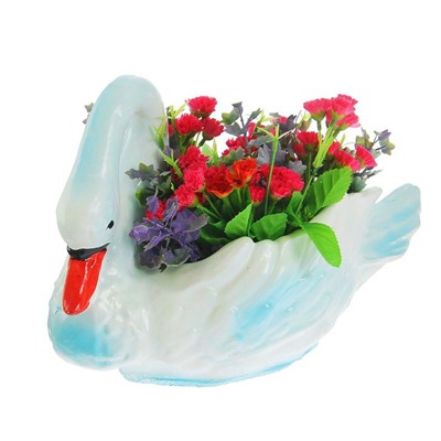 Декоративное кашпо для цветов «Лебедь», 750 мл, 32×16×23 см, гипс