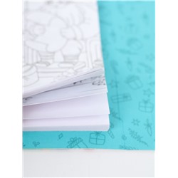 Подарочный набор новогодний, 5 шт. блок с раскраской, мини карандаши цветные