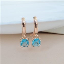 Серьги ювелирная бижутерия коллекция "Дубай" покрытие позолота, вставка: фианиты, цвет: голубой, арт.314.343