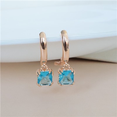 Серьги ювелирная бижутерия коллекция "Дубай" покрытие позолота, вставка: фианиты, цвет: голубой, арт.314.343