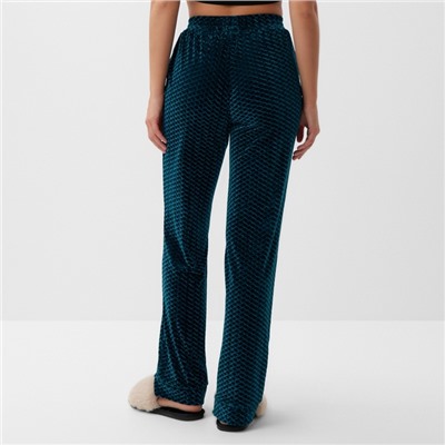 Брюки домашние женские KAFTAN «Бархат», размер 42, зелёные