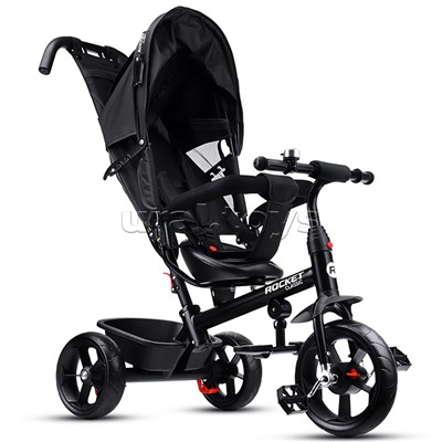 Велосипед трехколесный Rocket 136-BK, колеса EVA 10"/8", цвет черный