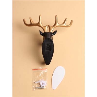 Декор настенный с вешалкой TAKE IT EASY «Олень», панно, 16.5×16 см, чёрный