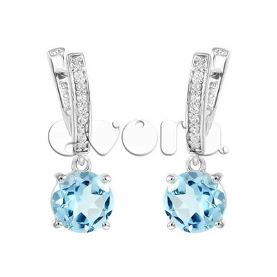 Серьги из серебра топаз, Хоста