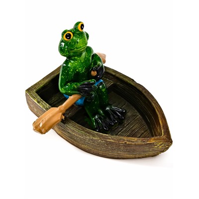 Садовая фигура из полистоуна «Лягушка в лодке», 14×13×9.5 см, водоплавающая