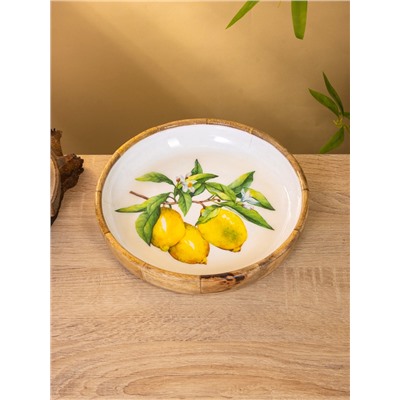 УЦЕНКА Блюдо «Лимоны» дерево манго 25×25×4.5 см
