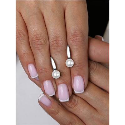 Серьги из серебра с имитированным жемчугом родированные 925 пробы 2-588р1005