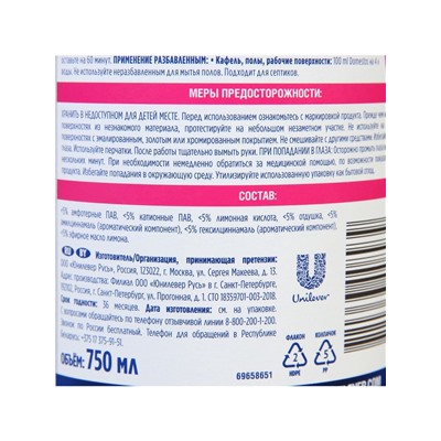 Чистящее средство Domestos «Цветущая магнолия», универсальное, 750 мл