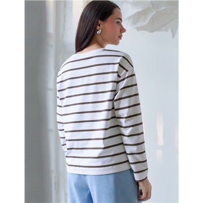 Лонгслив в полоску из премиального хлопка с эластаном