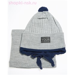 02-1-M Комплект для мальчика флис (шапка+снуд) (50-54)