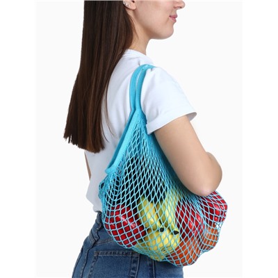 Сумка-авоська плетёная, клетка 1.5 см, бирюзовая