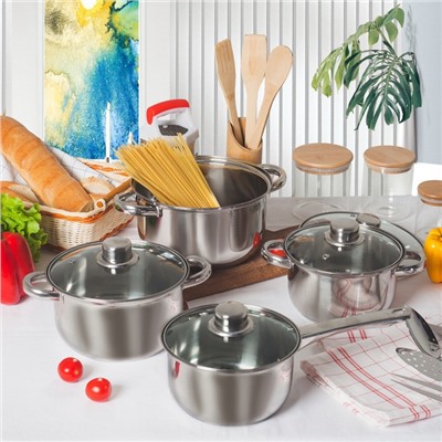 Кастрюля Доляна «Классика», 2.2 л, d=19 см, капсульное дно, нержавеющая сталь