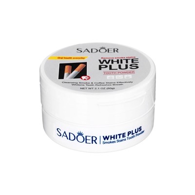 Отбеливающий зубной порошок Sadoer white plus от желтизны, 60 г