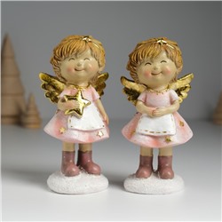 Фигурка полистоун «Ангелочек в розовом платье и белом фартуке», 6.5×5×12.5 см, МИКС