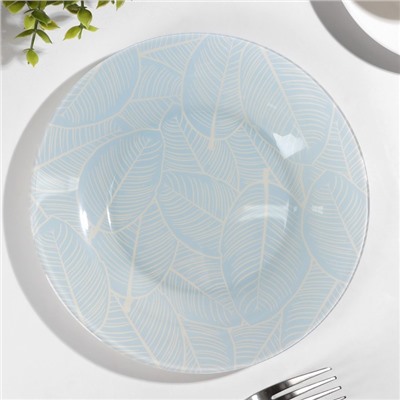 Тарелка «Ливс», d=19.5 см, стекло, голубая